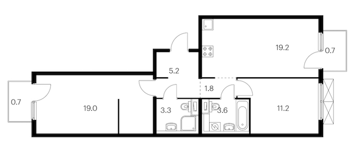 2-комнатная квартира 64.7 м², 12/12 эт., ЖК «Таллинский парк»